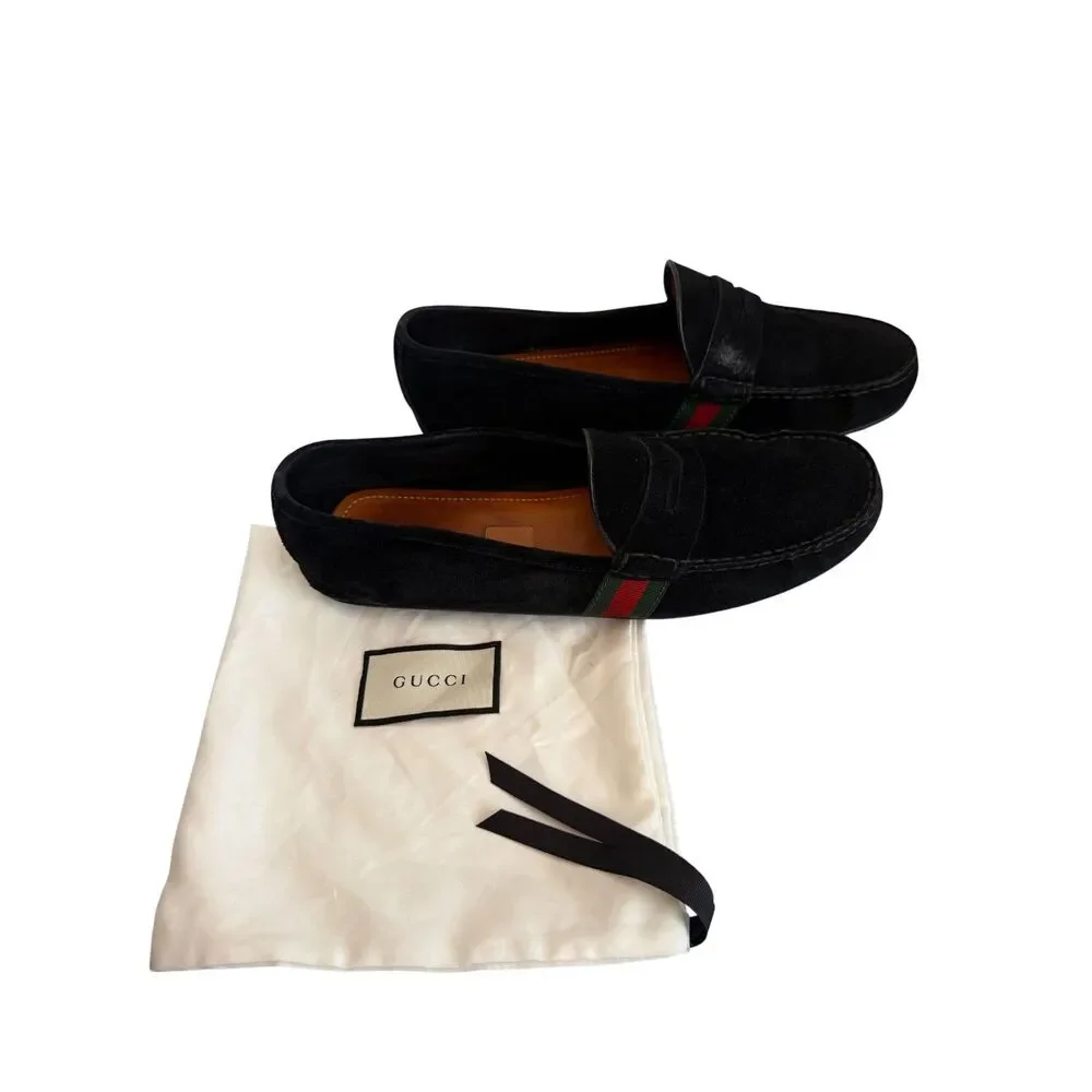 Gucci Black Suede Classic Penny Loafers - Men’s Size 9.5
